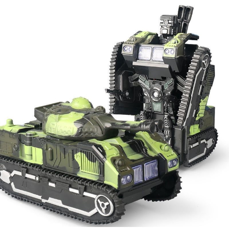Xe Tăng Biến Hình Siêu Nhân Robot Tự Động Có Đèn - Có Nhạc Và Tự Quay Đầu Cho Bé, Chất liệu Nhựa ABS An Toàn