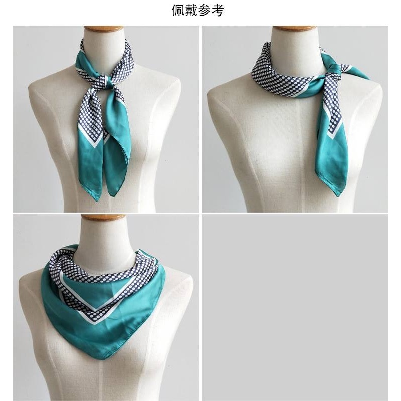 Khăn lụa vuông turban làm áo quấn tóc xinh xắn mẫu kẻ size 70*70cm - Mã 7002