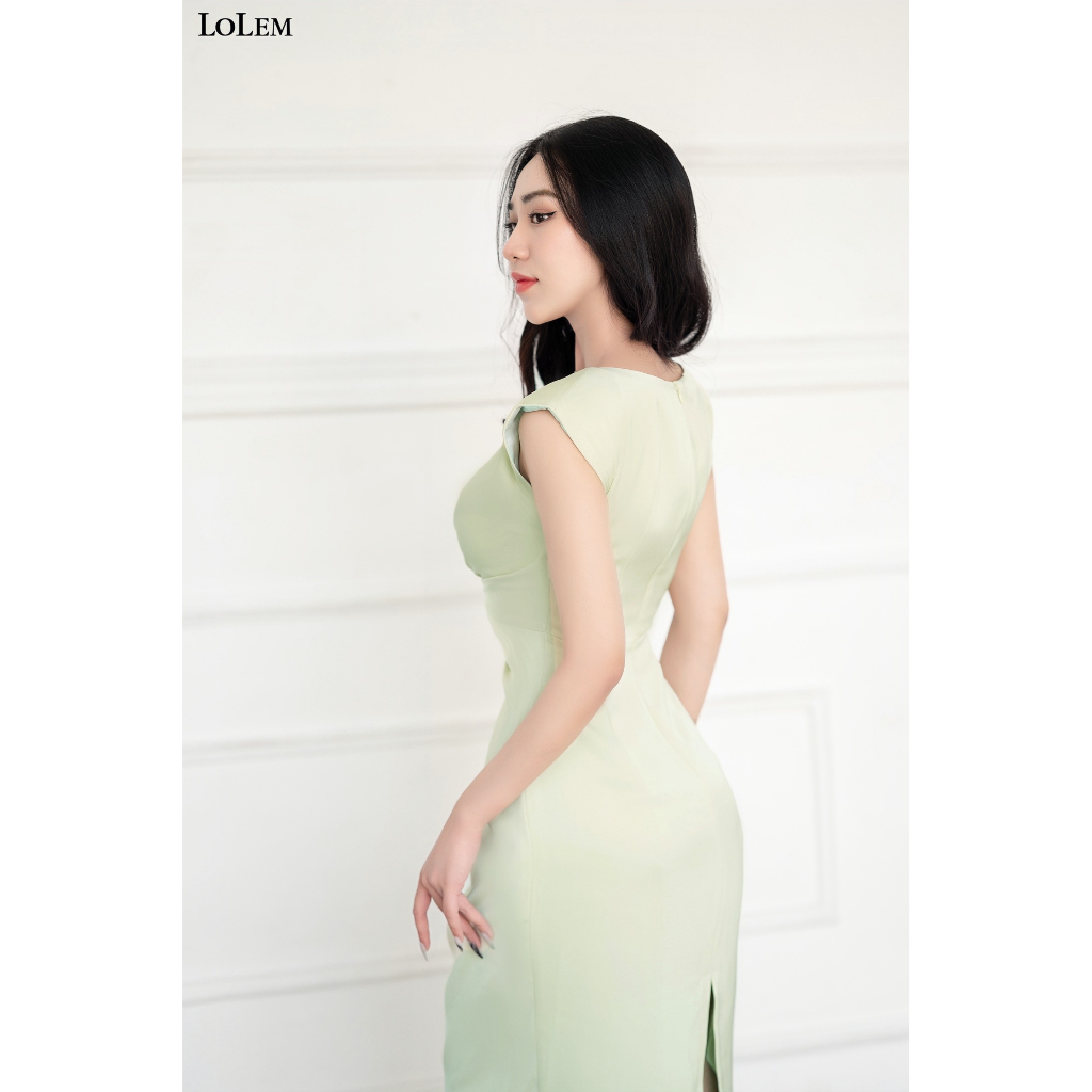 Đầm lụa body dài LOLEM DO247 xoắn eo trẻ trung thanh lịch