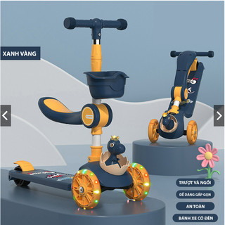 Xe Scooter momo rabbit cho bé có ghế ngồi, xe trượt chòi chân cho bé