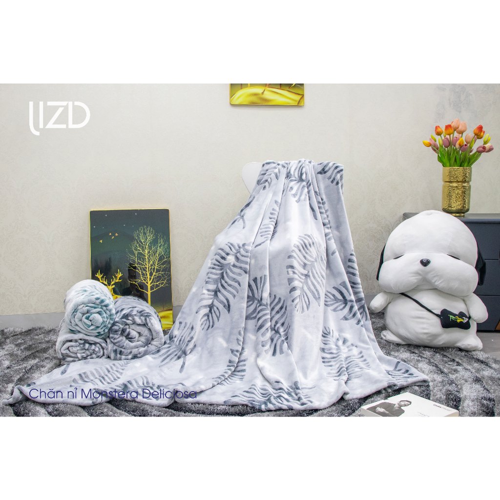 Chăn Nỉ Len Lá 2 Mặt - Monstera Deliciosa - WTF21