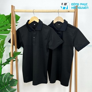 Áo thun cá sấu polo bo gân làm đồng phục Màu Đen (hàng xuất khẩu dư)