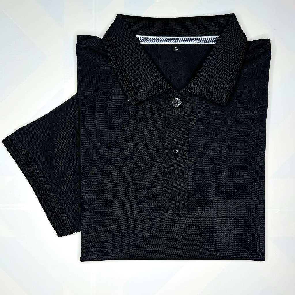 Áo thun cá sấu polo bo gân làm đồng phục Màu Đen