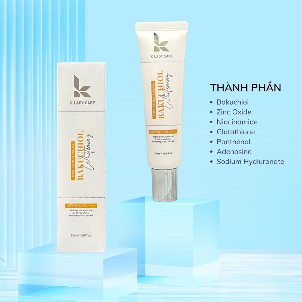 Kem Chống Nắng Nâng Tone Dưỡng Trắng Giảm Nhăn K Lady Care Bakuchiol Whitening Tone Up Sun Cream 50ml SPF50+ PA++++