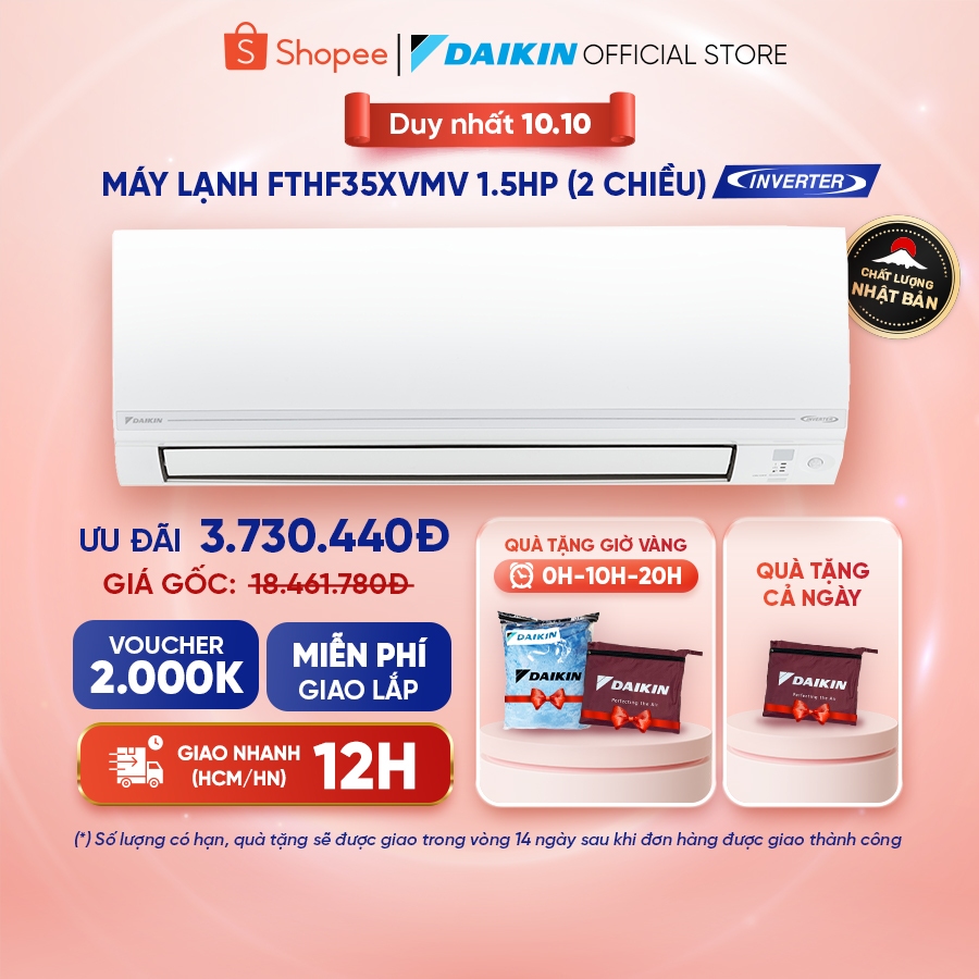 [GIAO LẮP NHANH 12H] Điều hòa Daikin Inverter 2 chiều FTHF35XVMV - 1.5HP 12000BTU