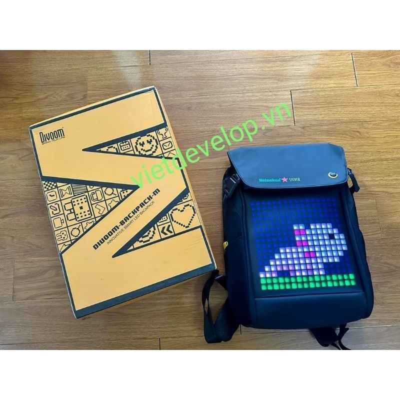 Balo laptop Divoom Pixoo Led Backpack side M logo Heineken