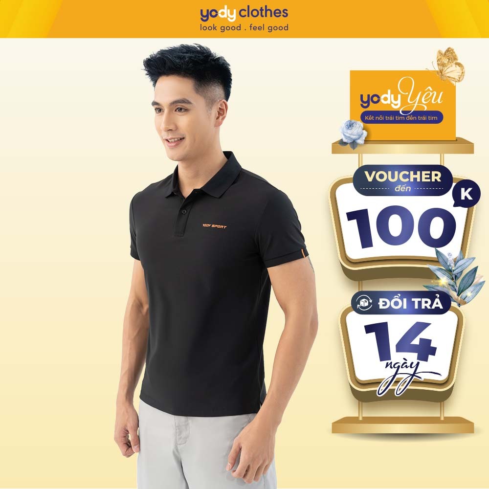 Áo polo thể thao nam YODY Airycool phối nẹp thông thoáng thấm hút mồ hôi tốt SAM5039