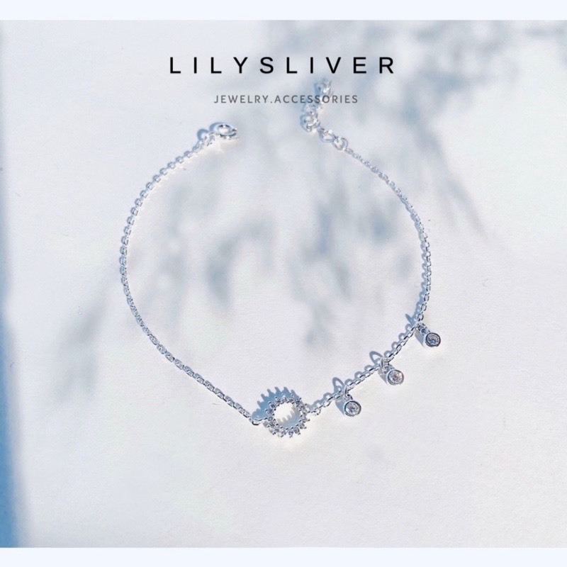 Lắc chân 3 đá rơi chất liệu bạc ta - Lily Silver