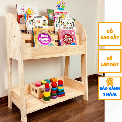 Kệ Đồ Chơi Montessori Benrikids Kiêm Để Sách Cho Bé Bằng Gỗ - Decor Trang Trí Phòng Cho Bé