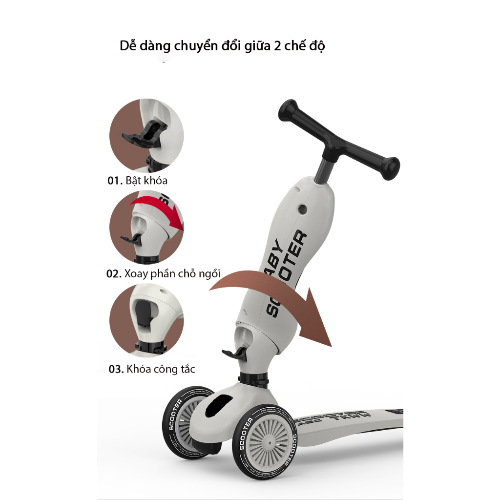 Xe Scooter/ Xe Chòi Chân Cho Bé , Xe  Trượt Cân Bằng 3in1 Giúp Bé Tập Đi, Vui Chơi Thoải Mái