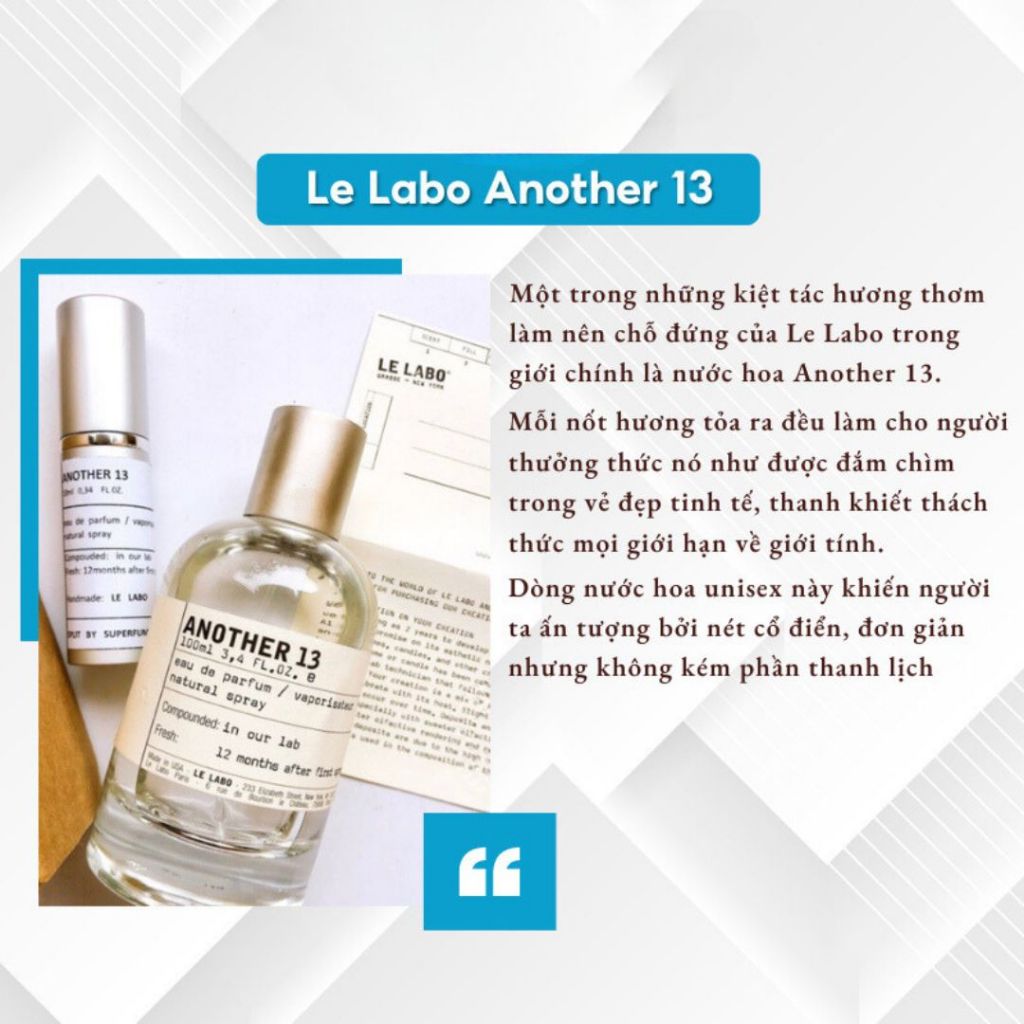 Nước hoa nam nữ Le Labo Another 13 chiết 10ml tinh dầu nước hoa cao cấp mùi hương vô cùng ảo diệu