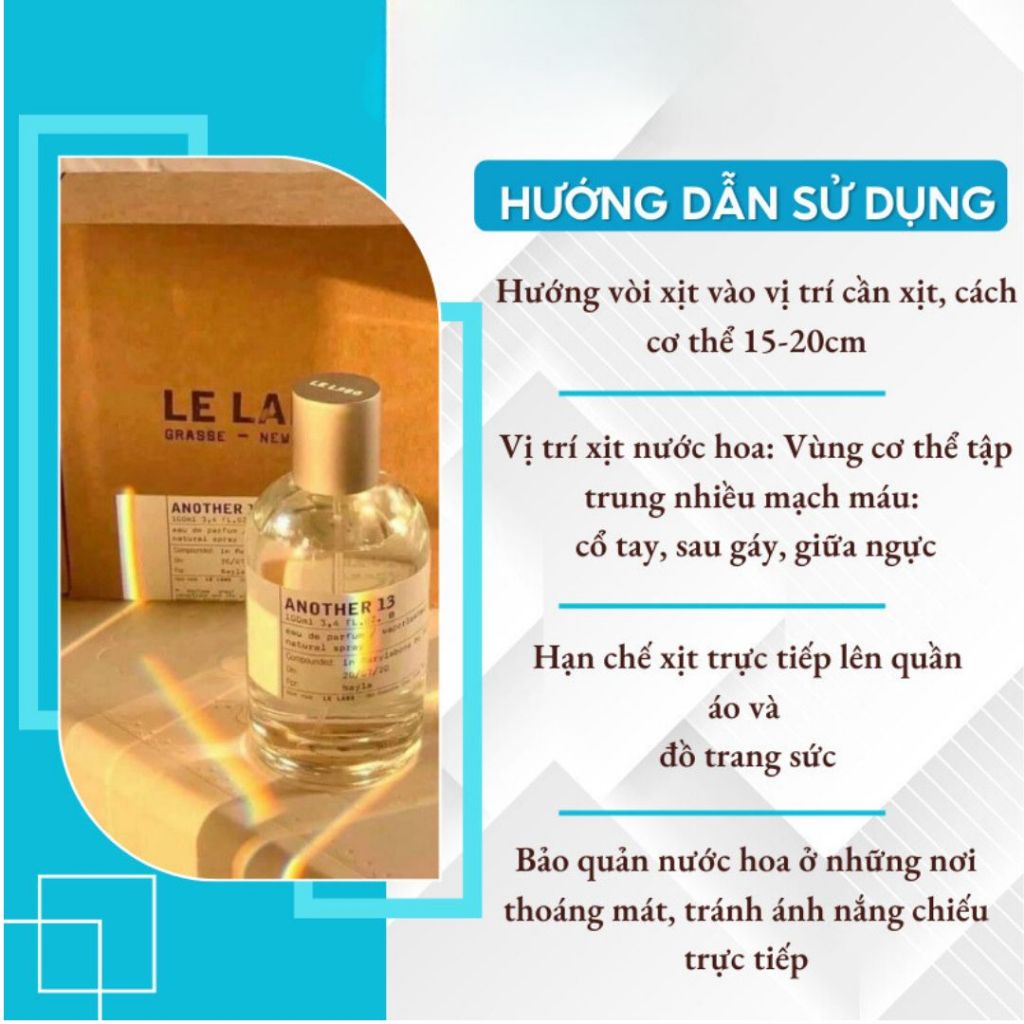 Nước hoa nam nữ Le Labo Another 13 chiết 10ml tinh dầu nước hoa cao cấp mùi hương vô cùng ảo diệu