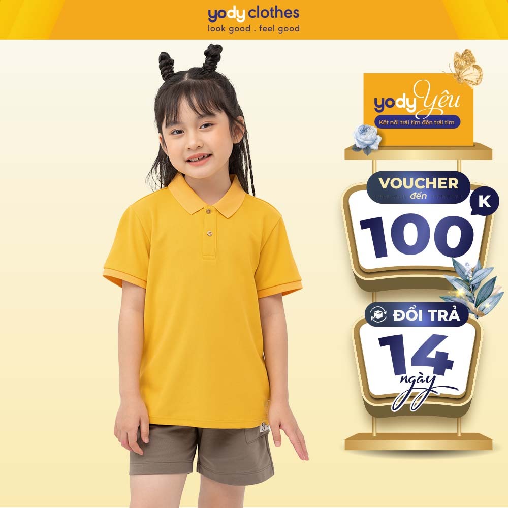 Áo thun polo bé trai bé gái YODY trơn basic chống tia UV siêu mát mẻ APK6128