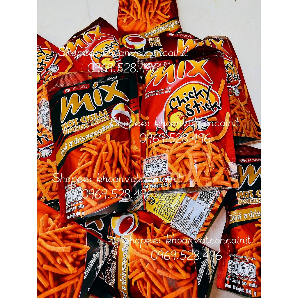 Snack Bim Bim Tăm Que Mix Thái Lan Gói Lớn 60g