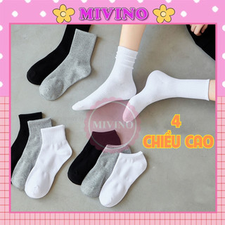 Tất Mivino vớ nam nữ chất liệu vải Hàn co giãn bốn chiều kiểu dáng trơn phong cách hiện đại TN145
