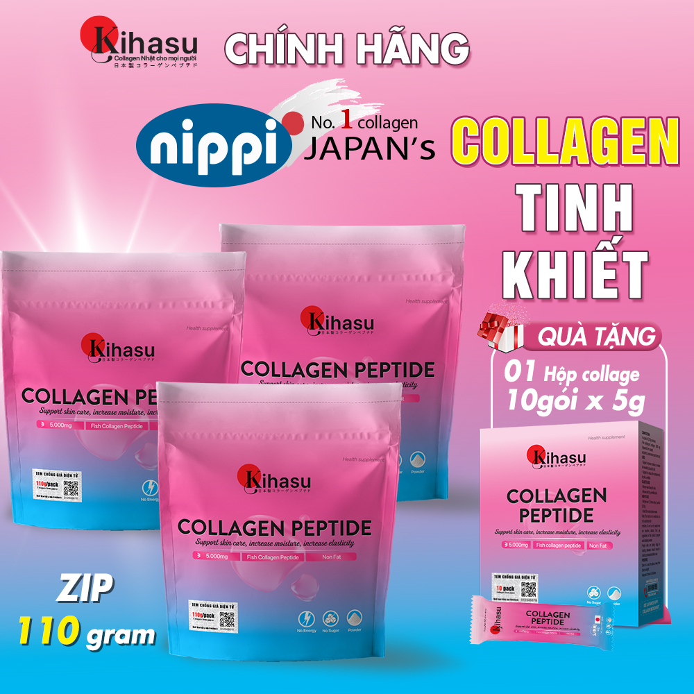 Combo chuyên sâu cho da trẻ hơn 10 tuổi collagen peptide cao cấp từ Nhật Bản Kihasu: Collagen tinh khiết 100%