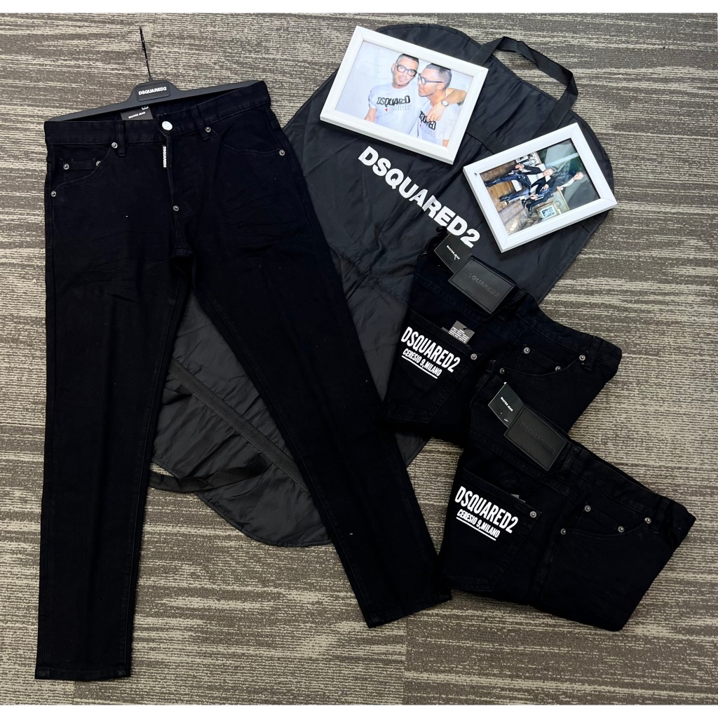 Quần Jean Nam DSQ2 Icon Đen Trơn Vẩy Sơn Quần Bò Xanh DSQ IION Phối Vẩy Sơn Màu Pha Bạc