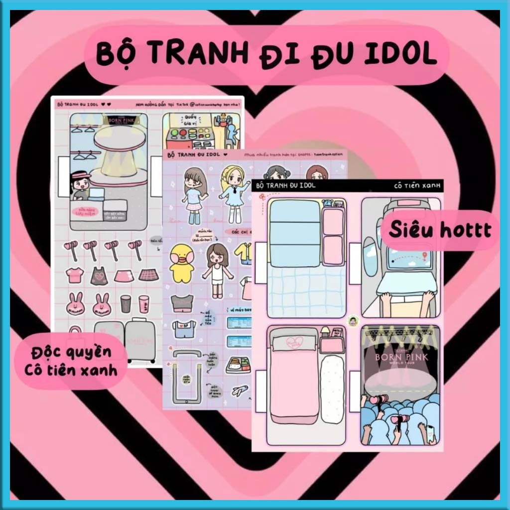 Tranh Cô Tiên Xanh - Đồ chơi giấy giá rẻ, Búp bê giấy - Mèo Béo Kids Store