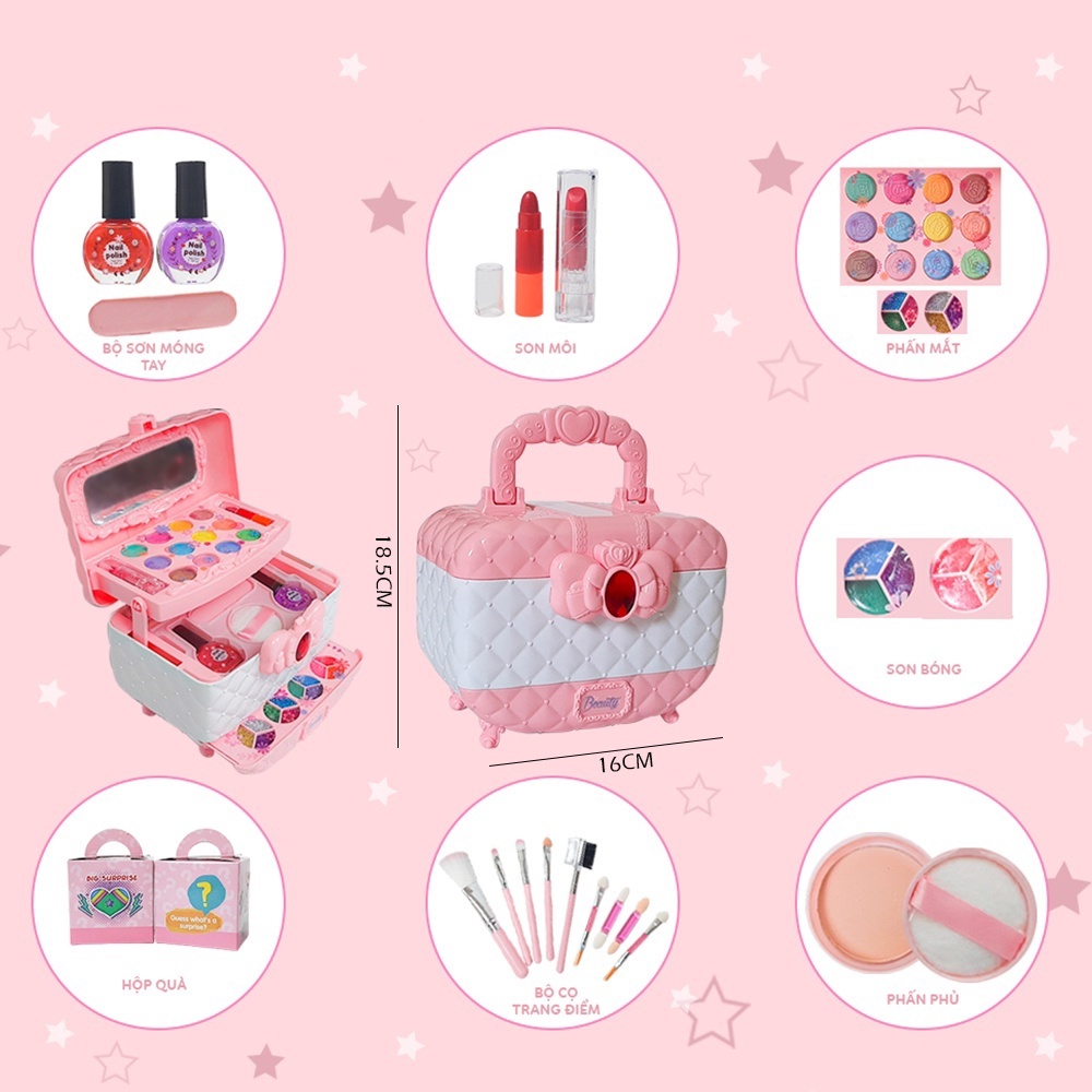 Đồ chơi trang điểm 3 tầng cho bé cao cấp Sankid, an toàn, dễ làm sạch