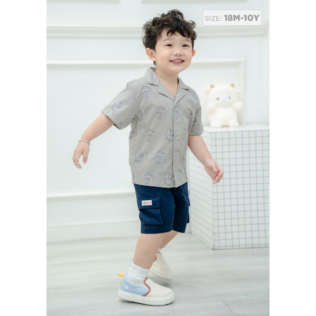 Áo sơ mi tay ngắn bé trai BAA BABY chemise pyjamas cho bé họa tiết mùa hè từ 1-7 tuổi - B-BT-SM08N-04