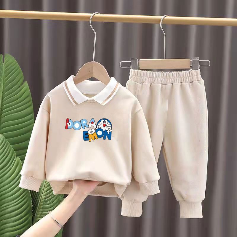 Bộ thu đông hình Doremon 3 màu chất da cá đẹp cho bé