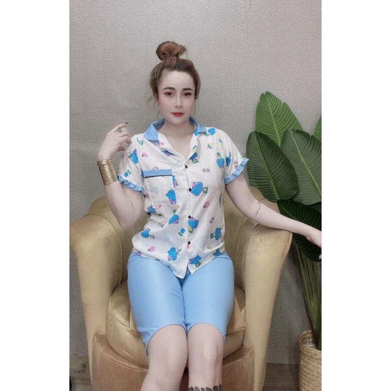 Set lửng áo cài nút in hình ngộ nghĩnh mặc nhà kute, dễ thương chipchip90