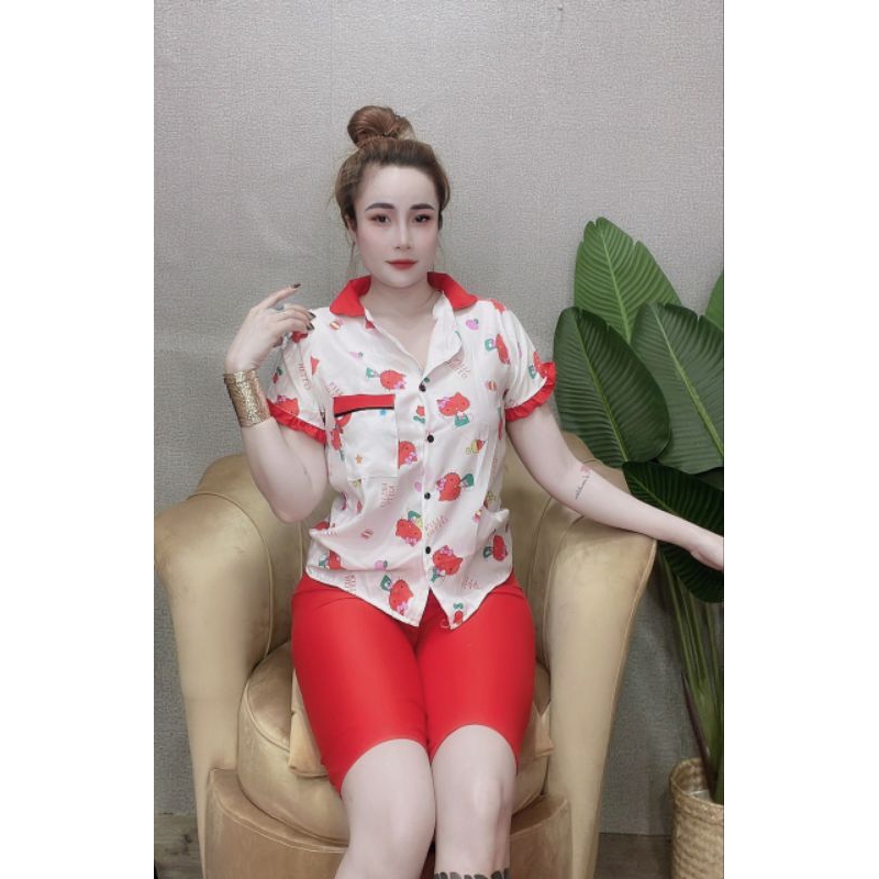 Set lửng áo cài nút in hình ngộ nghĩnh mặc nhà kute, dễ thương chipchip90