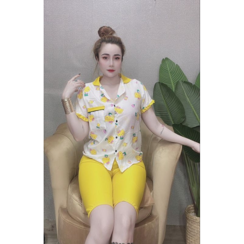 Set lửng áo cài nút in hình ngộ nghĩnh mặc nhà kute, dễ thương chipchip90