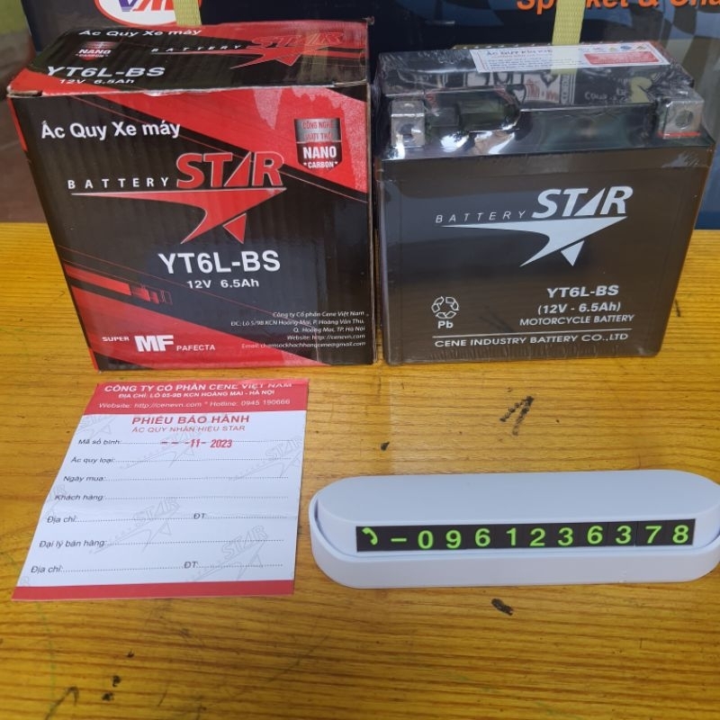 Bình Acqui Chính Hiệu Star 6.5a Dùng Cho Các Dòng Xe Ga Đời Mới
