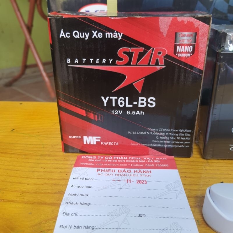 Bình Acqui Chính Hiệu Star 6.5a Dùng Cho Các Dòng Xe Ga Đời Mới