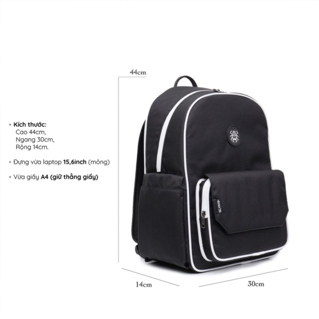 Balo Đi Học Nam Nữ DAYPACK BACKPACK Form Chắc Chắn Dày Dặn Đựng Vừa Lap 15.6Inch Mỏng_Bảo Hành Trọn Đời Scarab