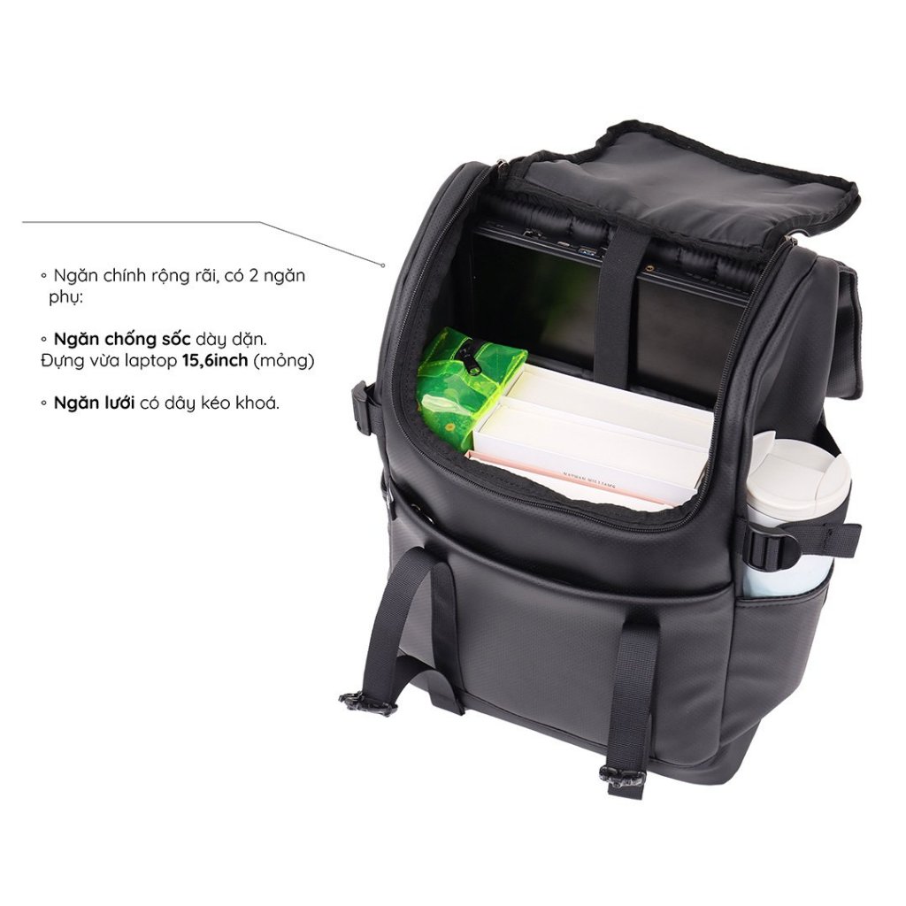 Balo Da PU URBAN BACKPACK ĐI Học Du Lịch Thời Trang Nam Nữ Vừa Lap 15.6Inch_Bảo Hành Trọn Đời Scarab