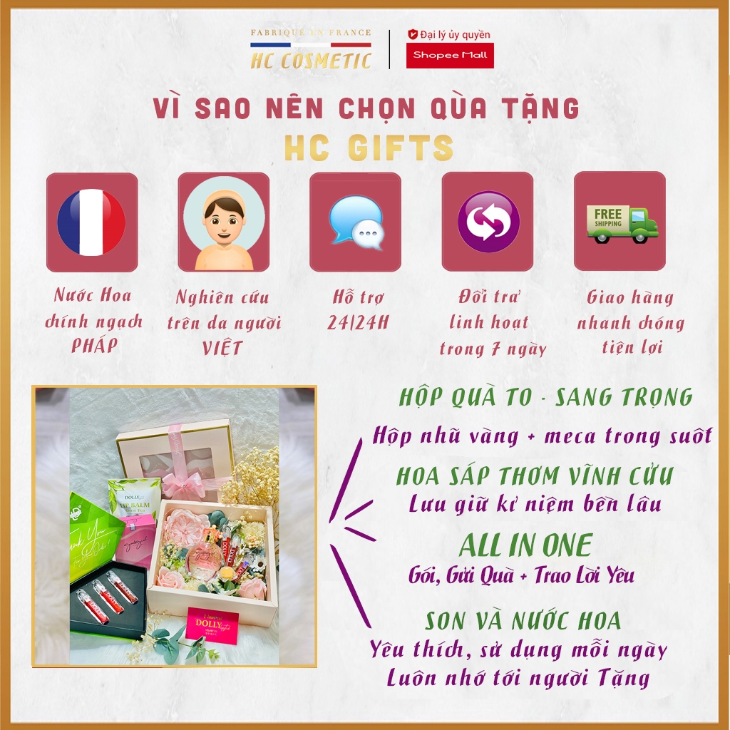 Hộp quà tặng noel , set quà noel hoa son môi nước hoa Pháp chính hãng sang trọng ý nghĩa - HC GIFTS