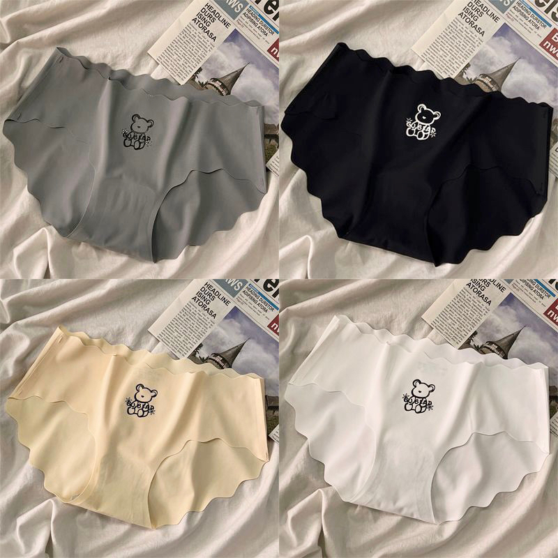 Quần Lót Nữ Đúc Su Viền Sóng Họa Tiết Gấu Bear Basic
