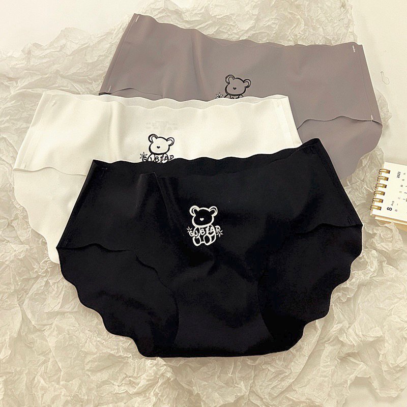 Quần Lót Nữ Đúc Su Viền Sóng Họa Tiết Gấu Bear Basic