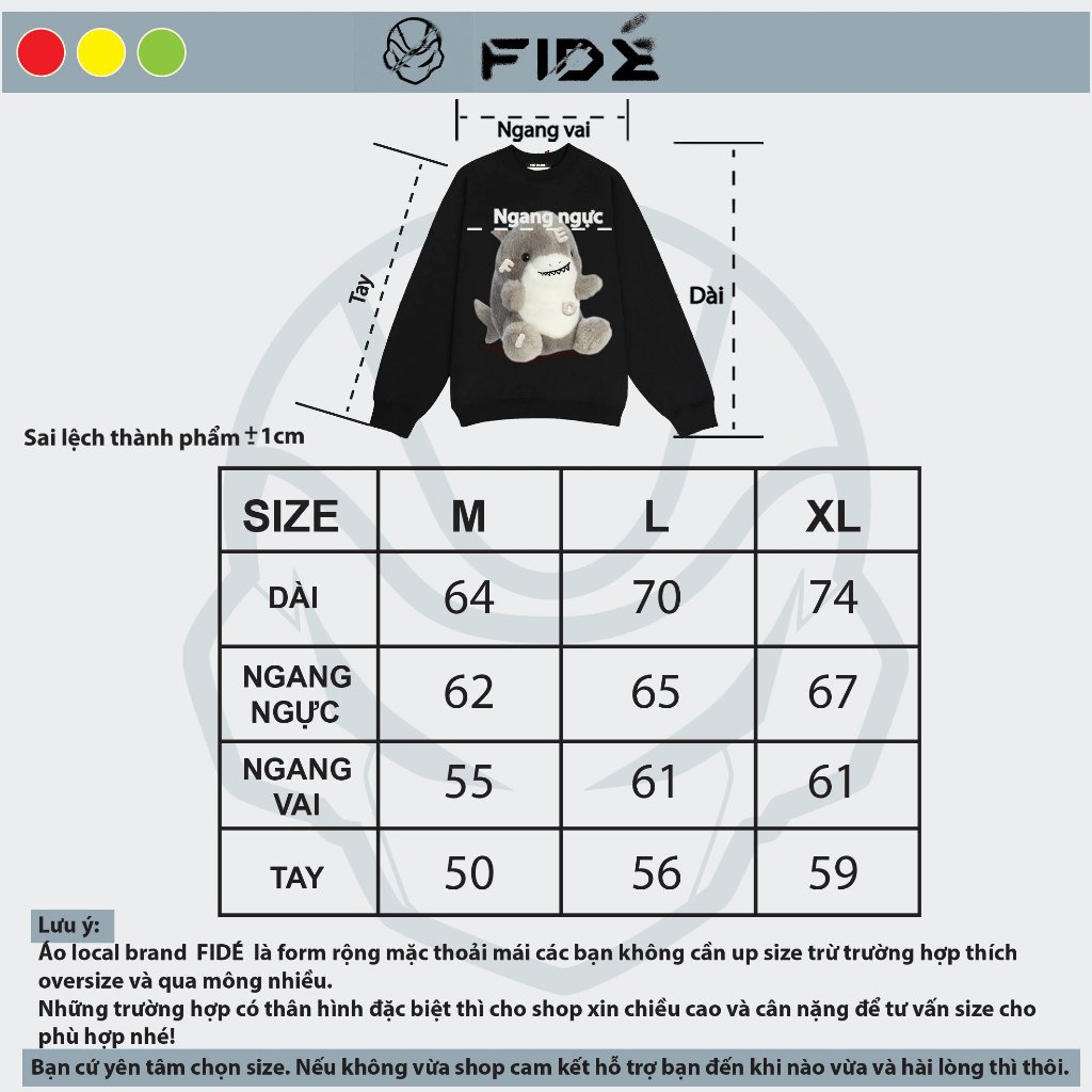 Áo Sweater FIDE SHARK unisex nam nữ Sweater Cotton oversize form rộng -SW01
