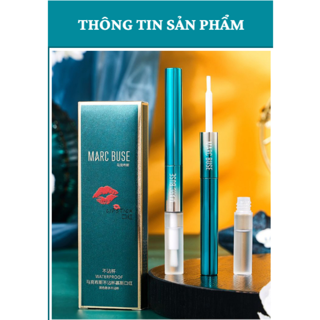 Son khóa màu chống nước Marc Buse - Son môi bền màu kháng nước lâu trôi, chất son nhung lì, son 2 đầu Marc Buse Hàn Quốc
