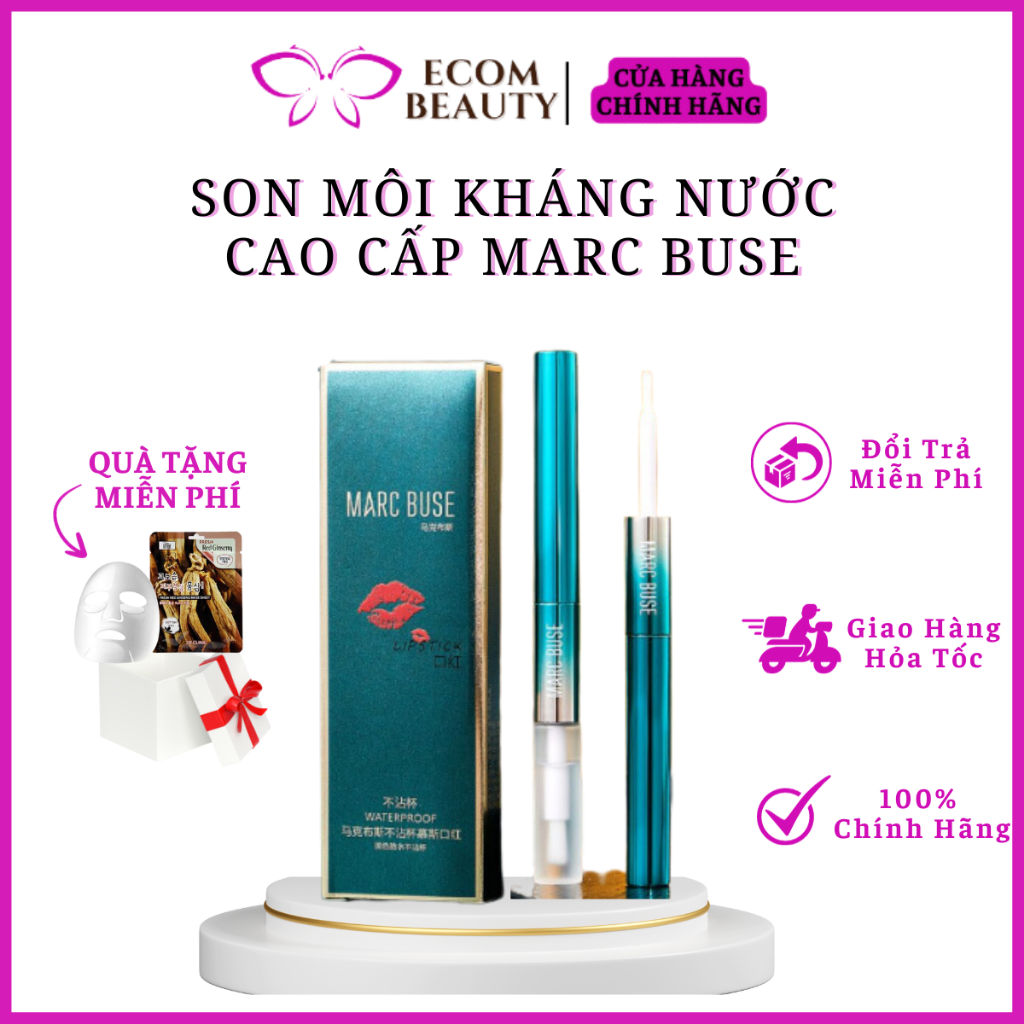 Son khóa màu chống nước Marc Buse - Son môi bền màu kháng nước lâu trôi, chất son nhung lì, son 2 đầu Marc Buse Hàn Quốc