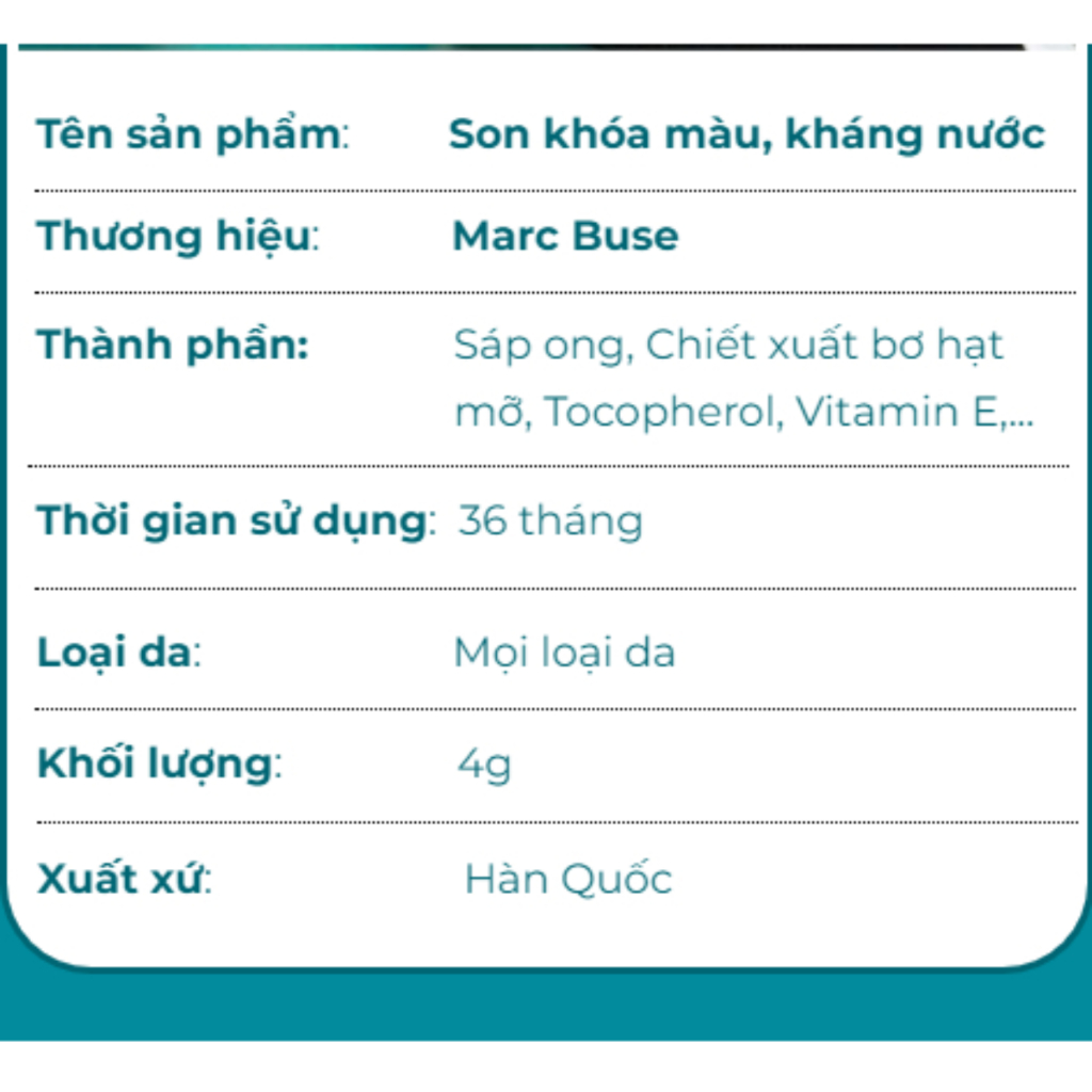 Son khóa màu chống nước Marc Buse - Son môi bền màu kháng nước lâu trôi, chất son nhung lì, son 2 đầu Marc Buse Hàn Quốc