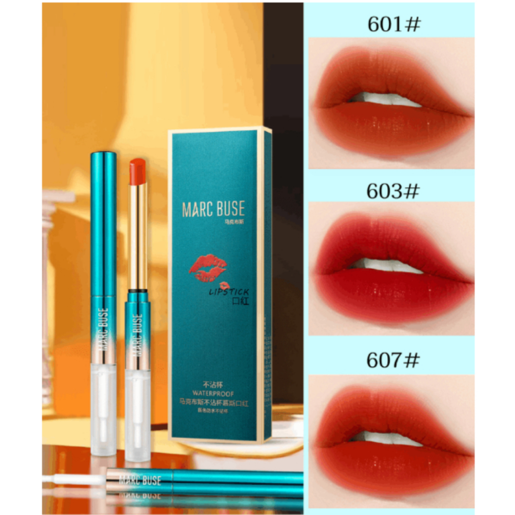 Son khóa màu chống nước Marc Buse - Son môi bền màu kháng nước lâu trôi, chất son nhung lì, son 2 đầu Marc Buse Hàn Quốc