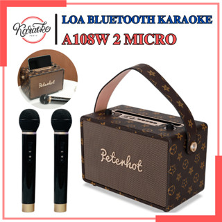 Loa Karaoke Bluetooth Peterhot A108W - Kèm 2 Micro Không Dây, Thiết Kế Sang Trọng, Âm Bass Mạnh Mẽ
