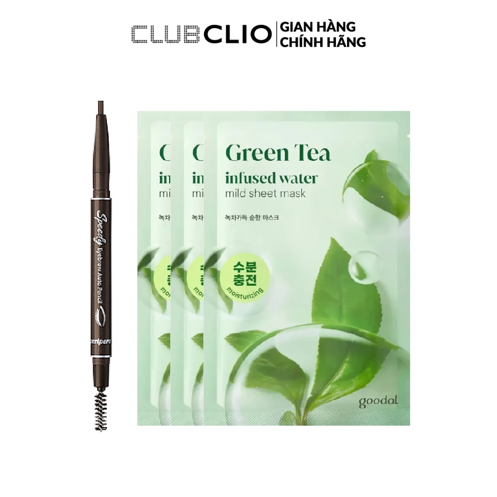 [Quà Tặng Không Bán] Combo 01 Chì Kẻ Mày Peripera 001 Black Brown & 03 Mặt Nạ Goodal Green Tea