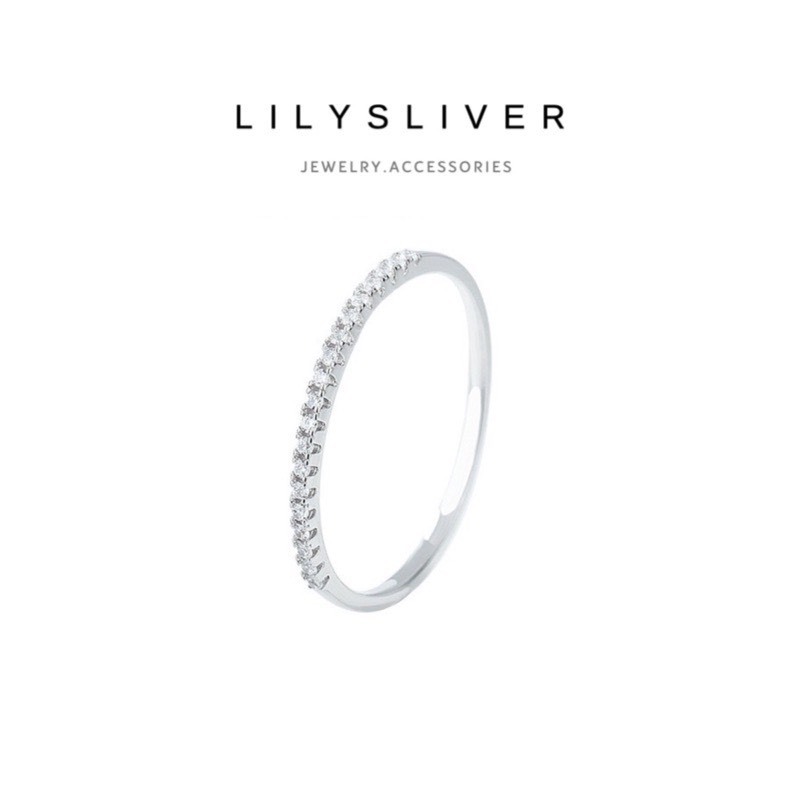 Nhẫn bạc nữ 1 hàng đá chất liệu bạc ta - Lily Silver