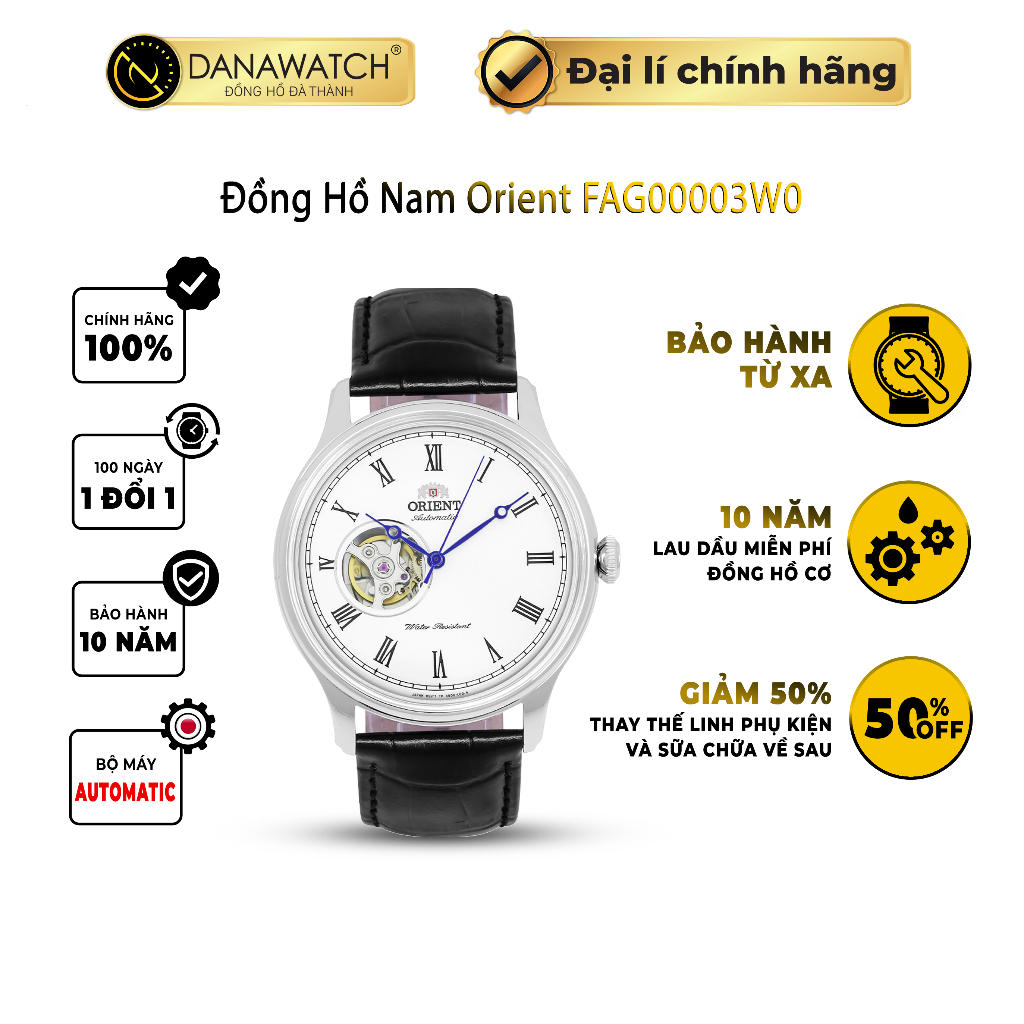Đồng hồ nam Orient Caballero FAG00003W0 dây da đường nét tinh tế bộ máy bền bỉ chống xước tốt phong cách sang trọng