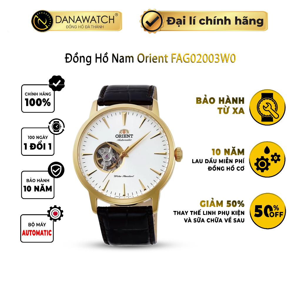 Đồng hồ nam Orient Esteem Gen 2 FAG02003W0 chống nước thiết kế mạ vàng PVD sang trọng chất liệu da mềm mại độ bền cao