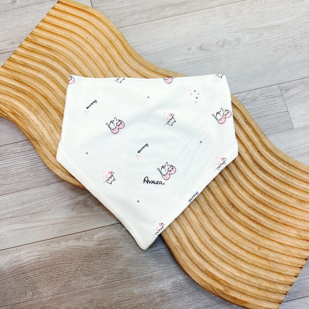 AVALER Yếm tam giác sợi tre họa tiết có cúc bấm cho bé