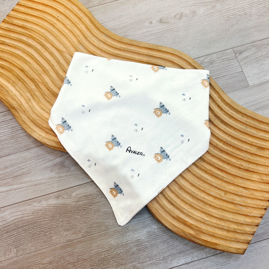 AVALER Yếm tam giác sợi tre họa tiết có cúc bấm cho bé