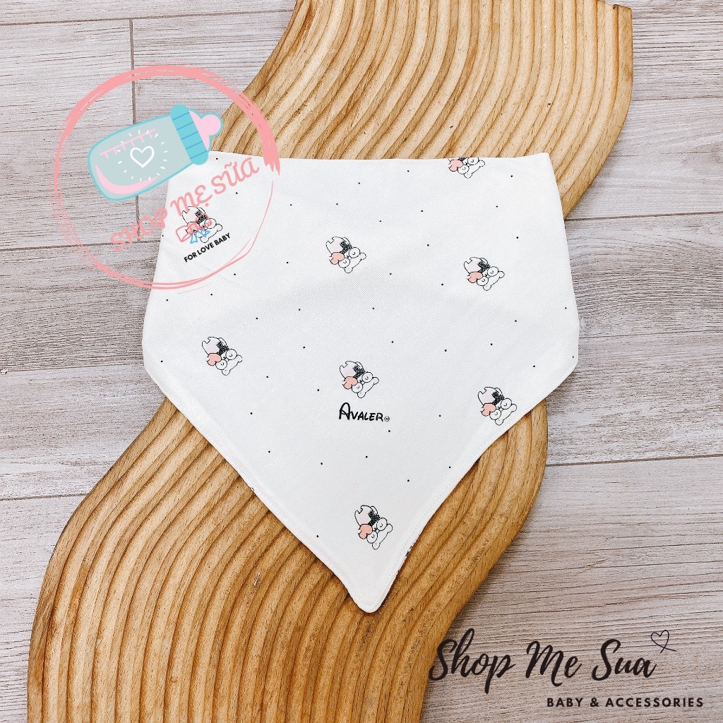 AVALER Yếm tam giác sợi tre họa tiết có cúc bấm cho bé