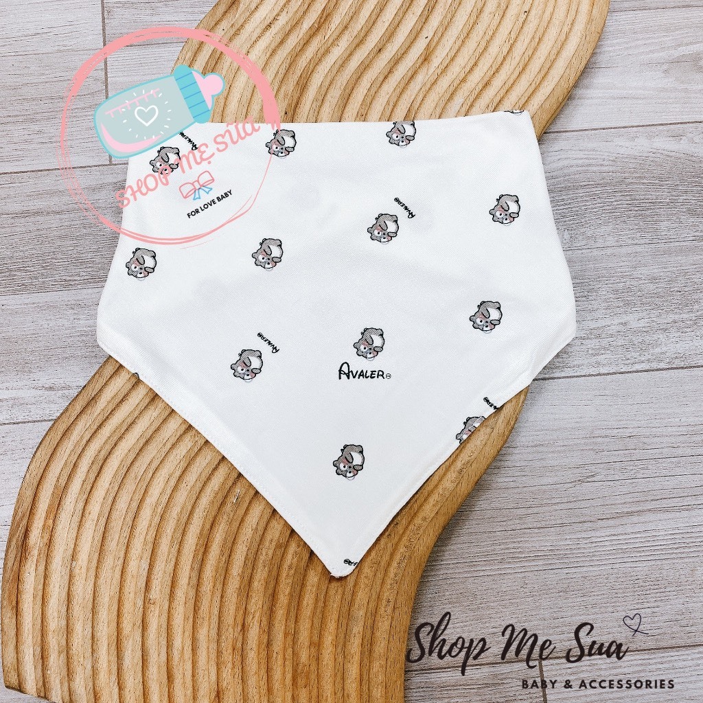 AVALER Yếm tam giác sợi tre họa tiết có cúc bấm cho bé