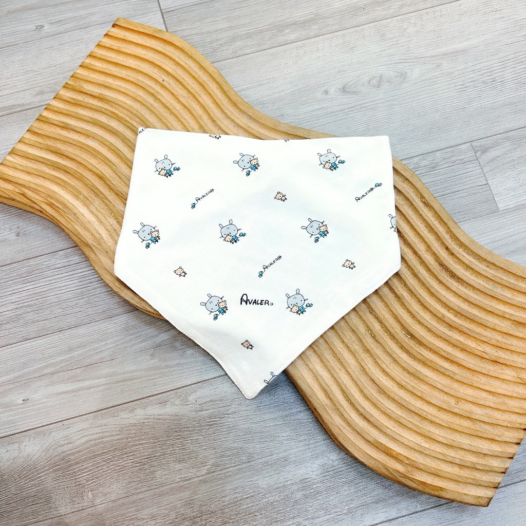 AVALER Yếm tam giác sợi tre họa tiết có cúc bấm cho bé